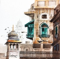 Zahid Ashraf, 12 x 12 Inch, Watercolor on Canvase, Cityscape Painting, AC-ZHA-024